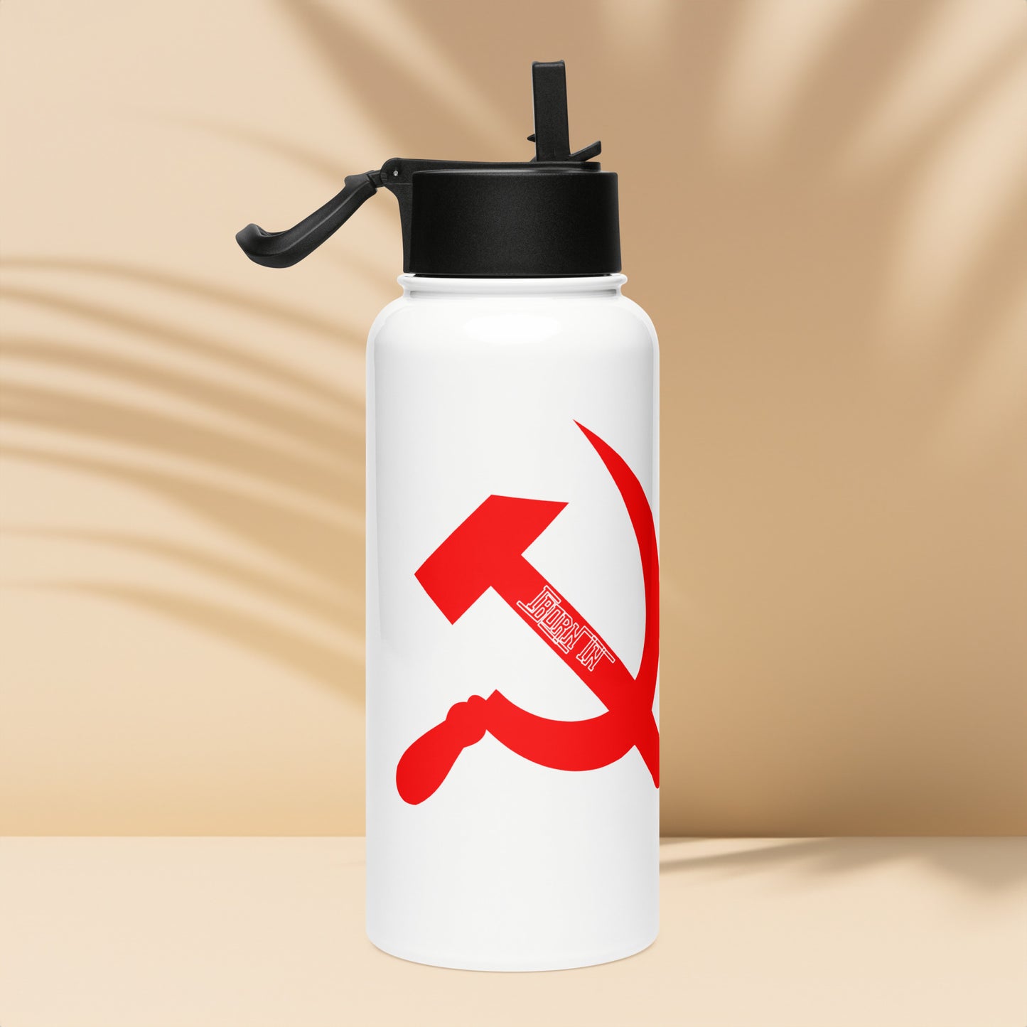 10-00 Born in USSR Stainless steel water bottle with a straw lid