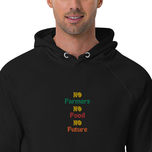 0-A-00 Farmers NO Food No Future Unisex eco raglan hoodie