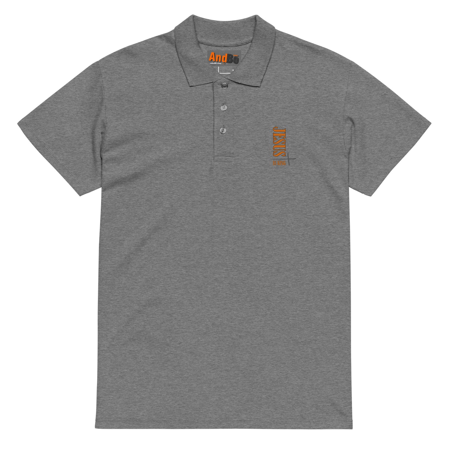 08-00 Jesus is King  Premium pique polo shirt