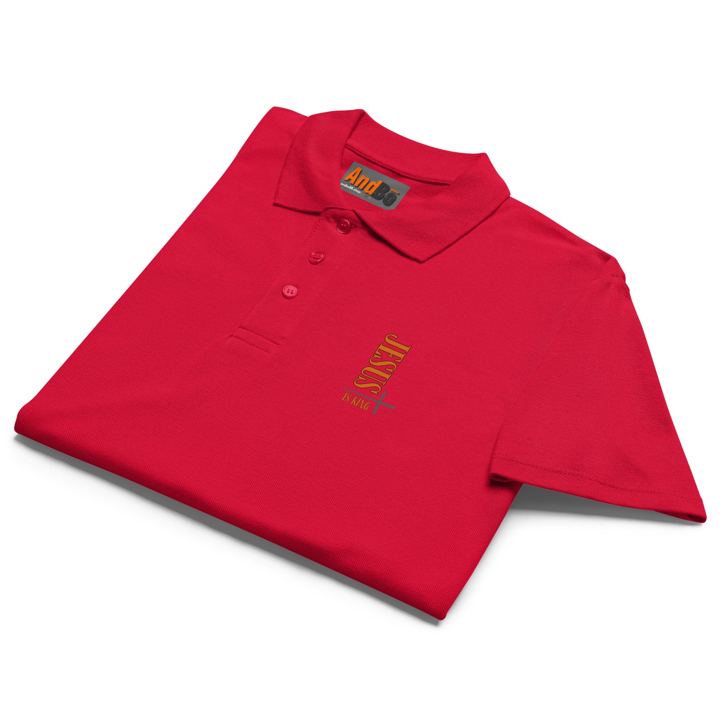 08-00 Jesus is King  Premium pique polo shirt