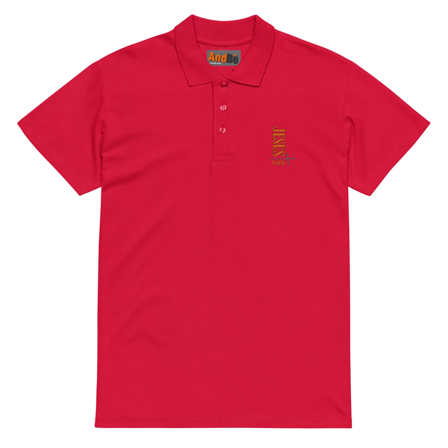 08-00 Jesus is King  Premium pique polo shirt