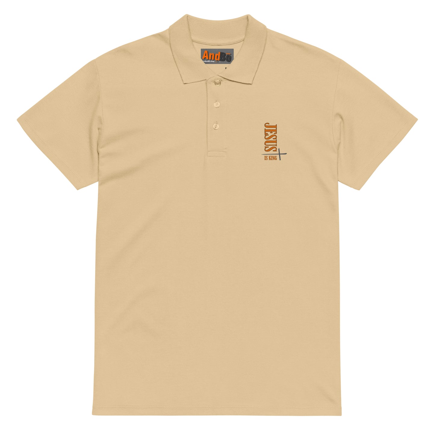 08-00 Jesus is King  Premium pique polo shirt