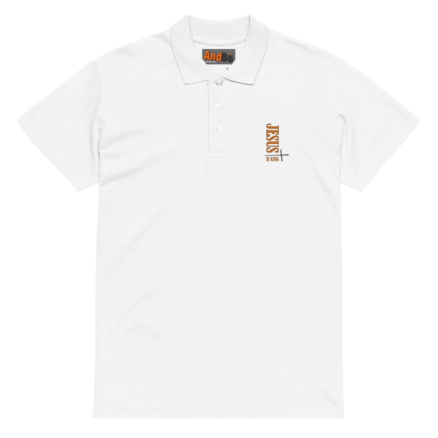 08-00 Jesus is King  Premium pique polo shirt